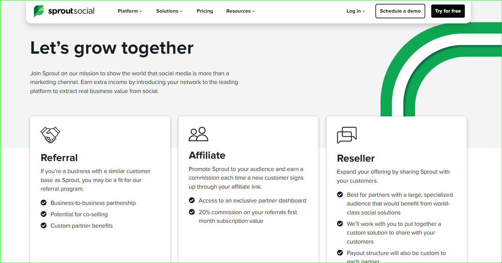 Screenshot of sproutsocial.com home page