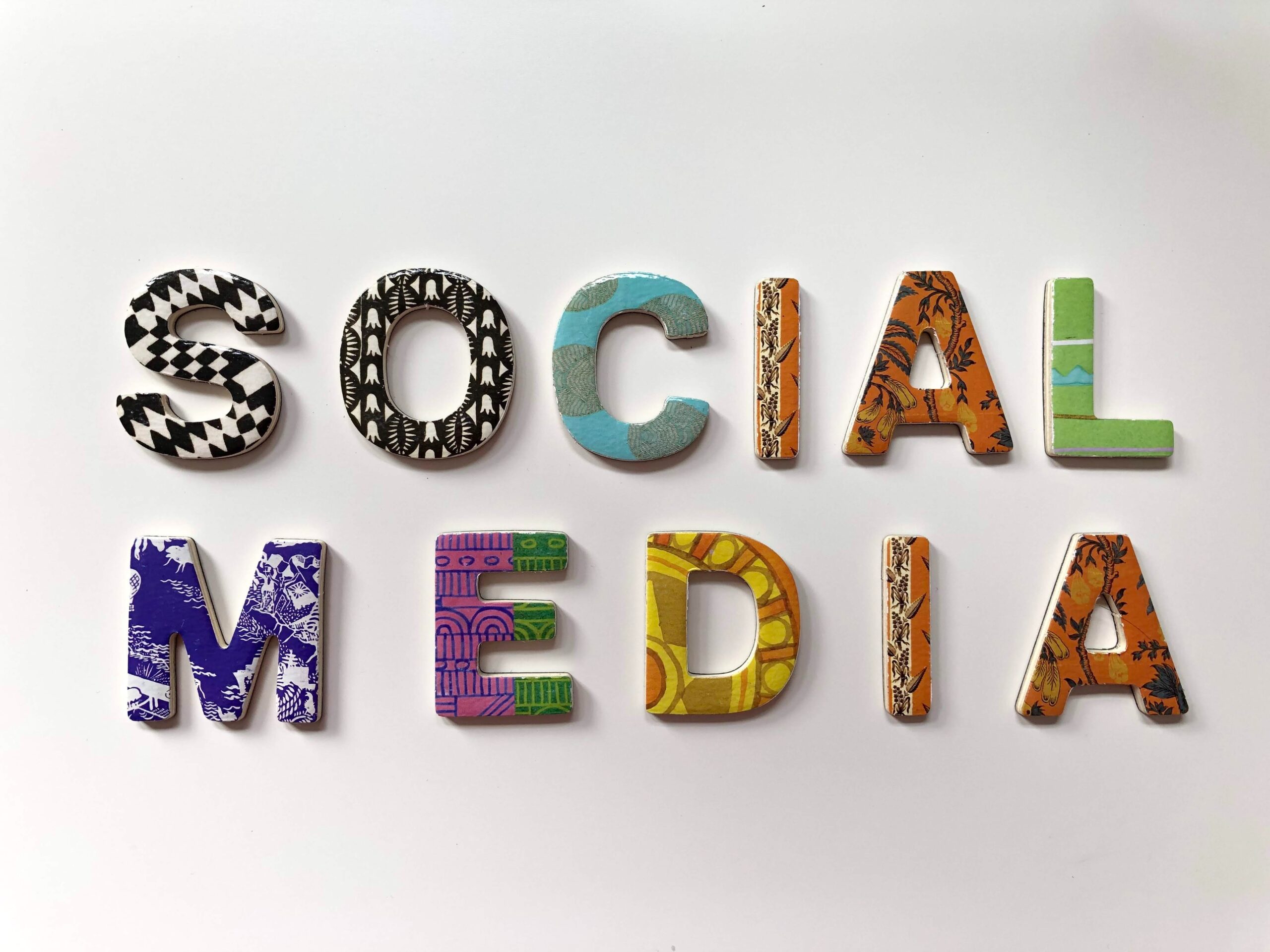 SOCIAL MEDIA in colourful bubble writing